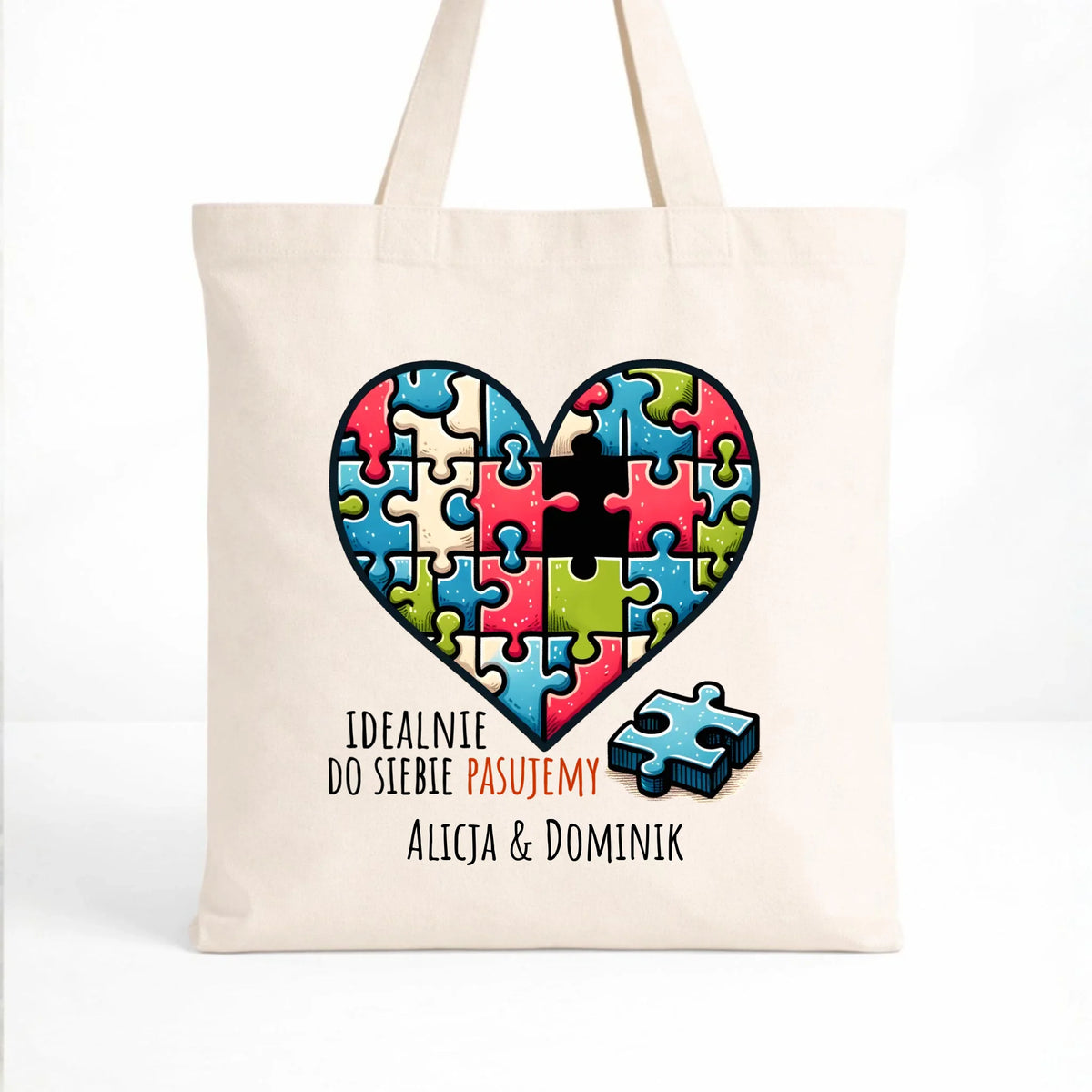 Torba dla par - Idealnie do siebie pasujemy - personalizowana W44