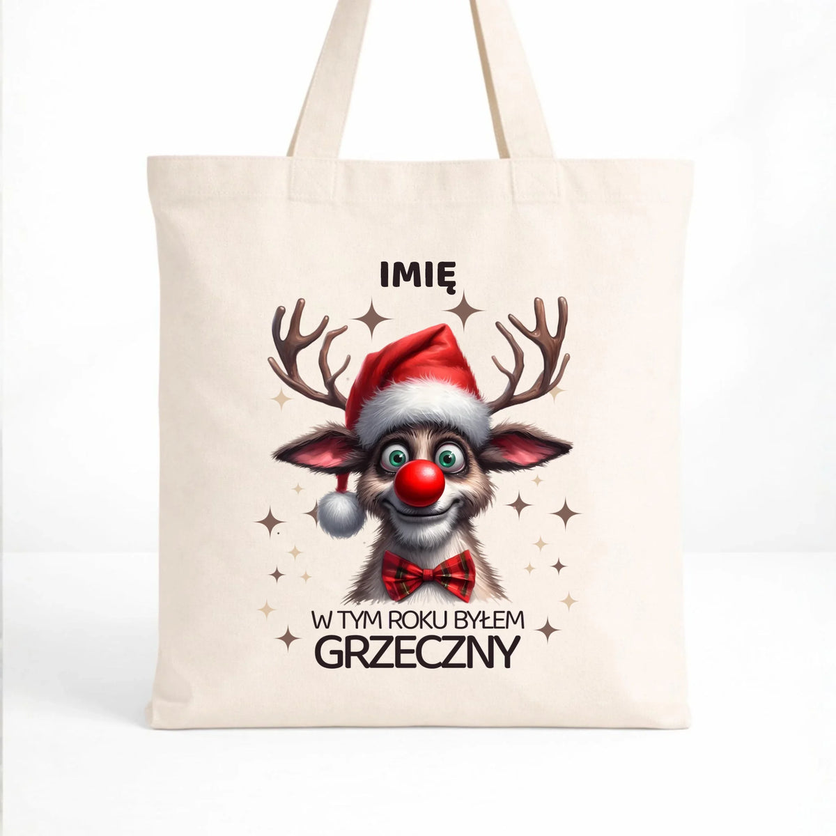 Torba świąteczna - Renifer W tym roku byłem grzeczny - personalizowana BN96