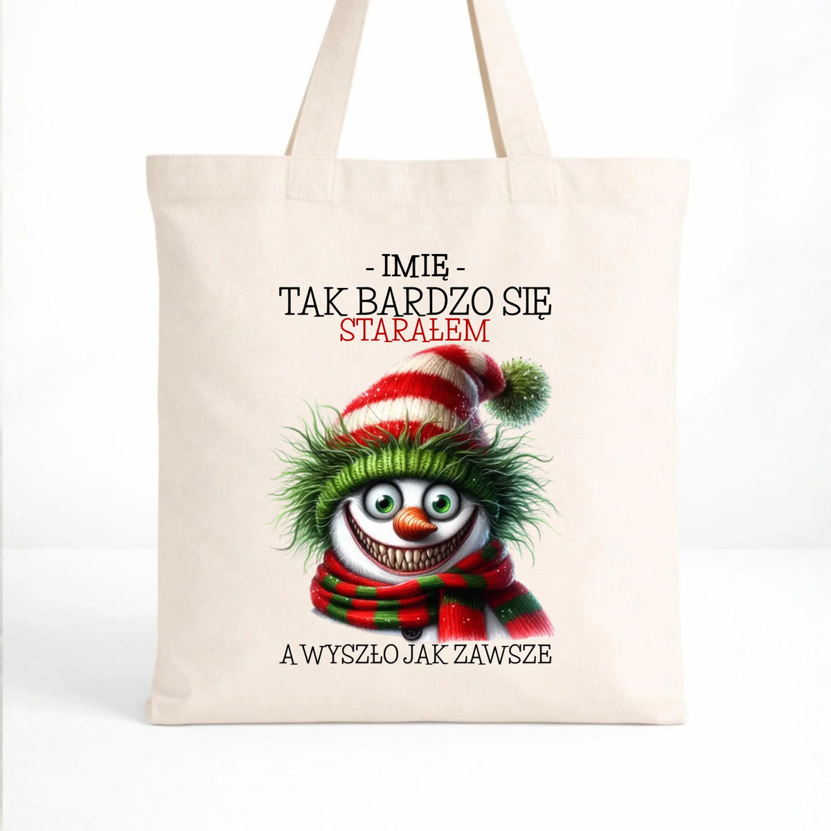 Torba świąteczna z bałwanem - Tak bardzo się starałem - personalizowana BN120