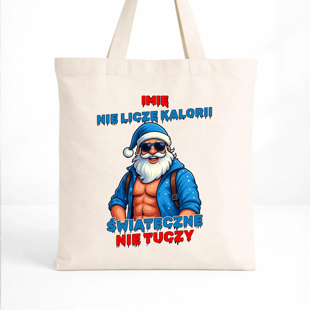 Torba świąteczna z Mikołajem - Świąteczne nie tuczy - personalizowana BN118