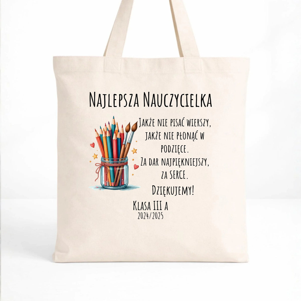 Torba dla nauczycielki - Najlepsza nauczycielka - Podziękowanie od klasy - personalizowana N20