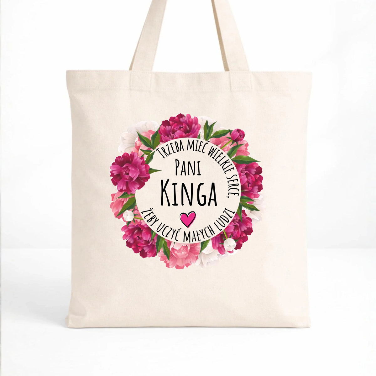 Torba dla nauczycielki - Trzeba mieć wielkie serce - personalizowana N18