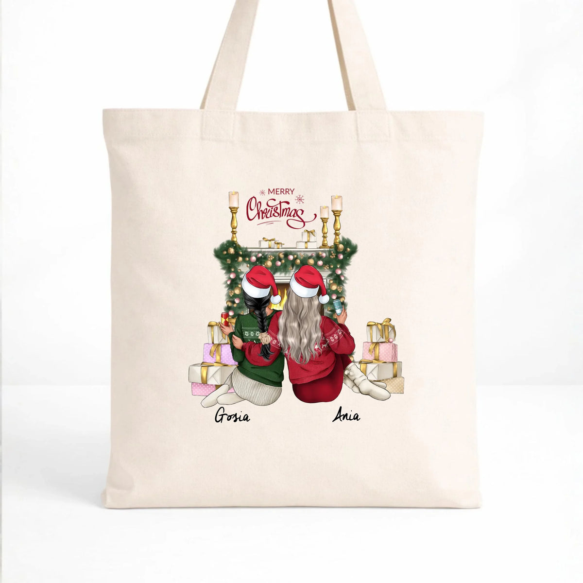 Torba świąteczna - prezent dla przyjaciółki - personalizowane postacie 2-4 osoby PR04