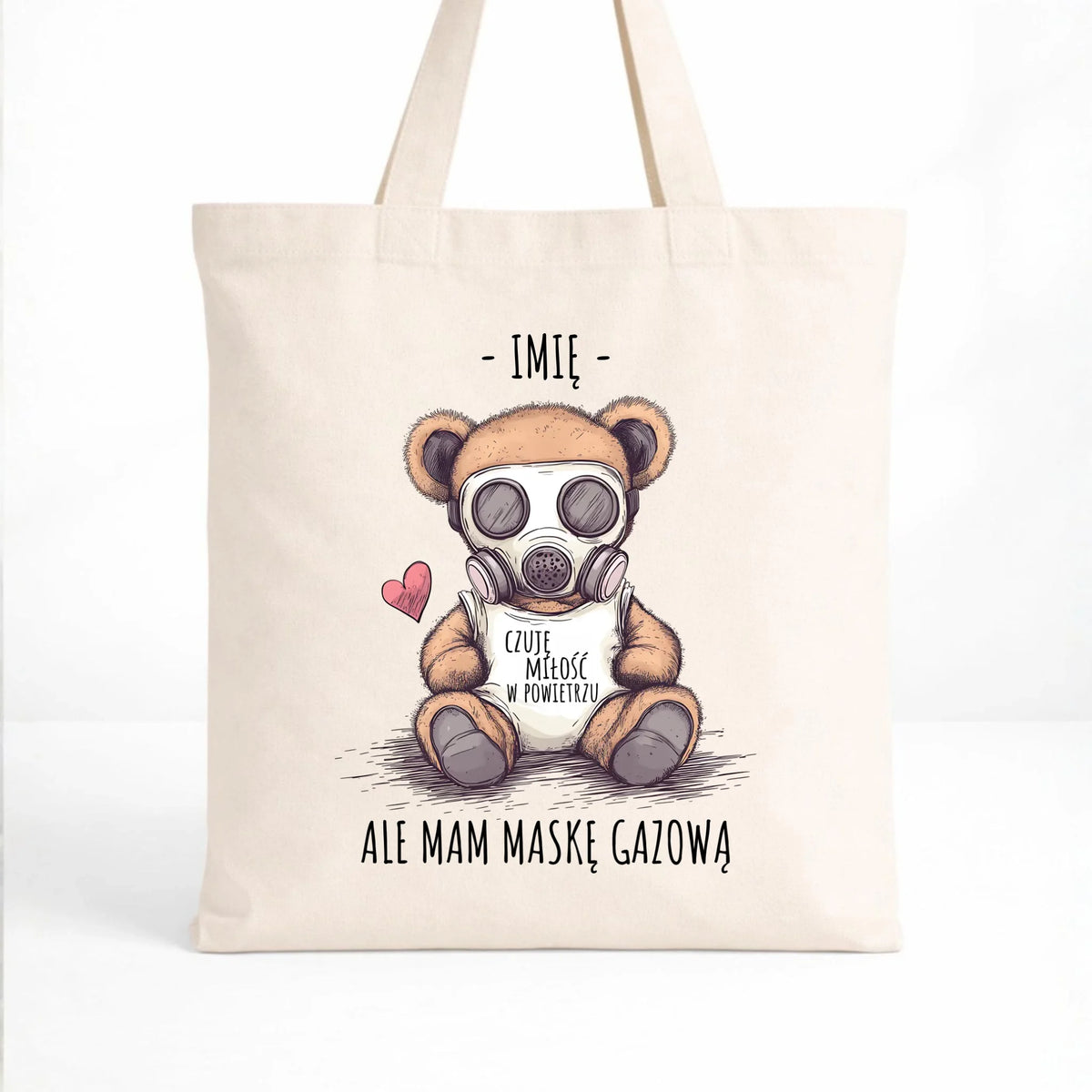 Torba - Miś w masce gazowej - Czuję miłość w powietrzu - personalizowana W38