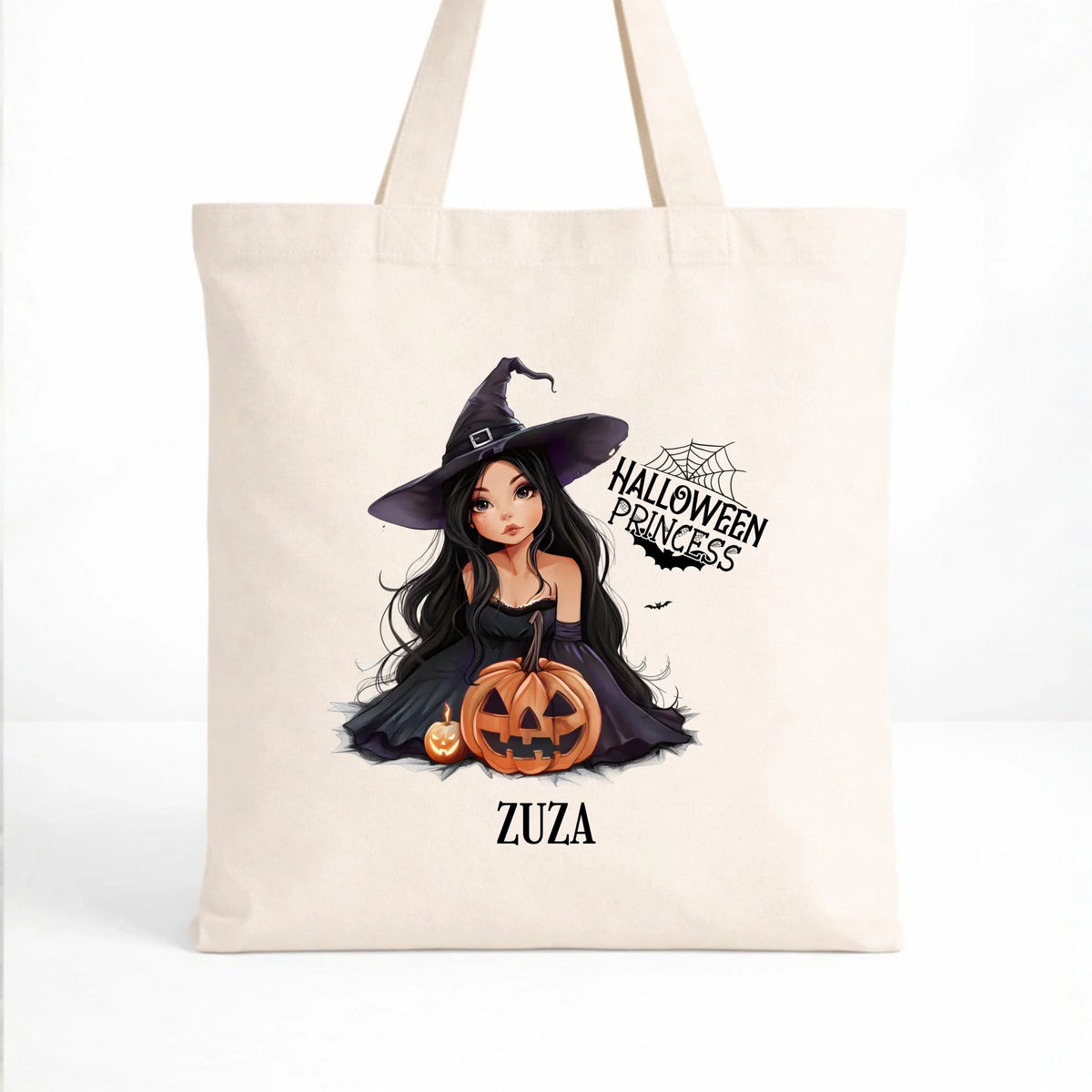 Torba halloweenowa - Czarownica z dynią - personalizowana HL10