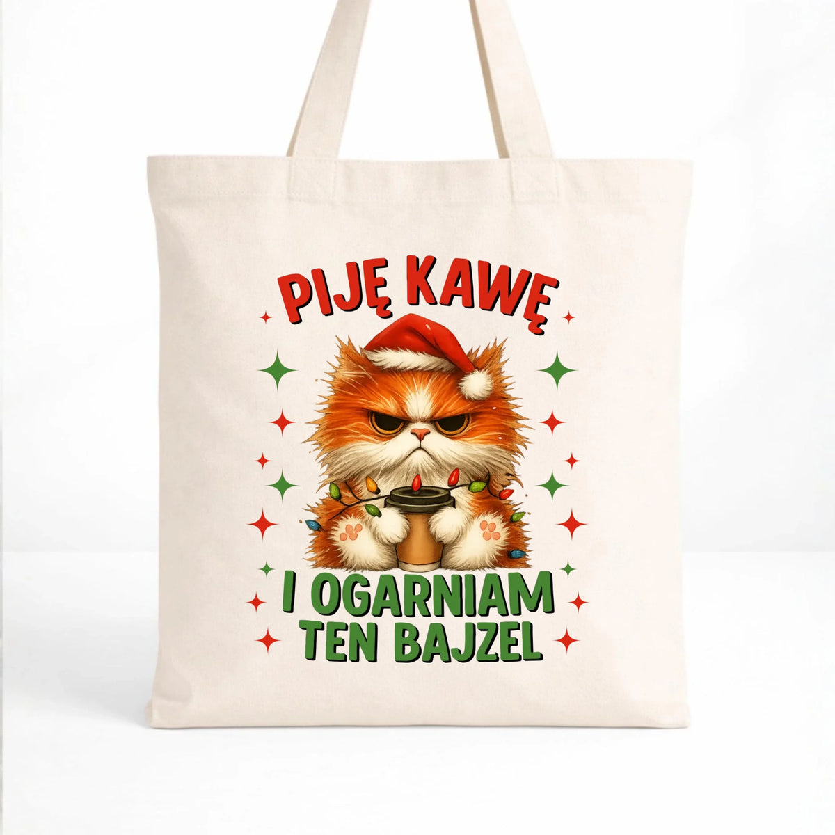 Torba świąteczna - Kot Piję kawę i ogarniam ten bajzel BN39