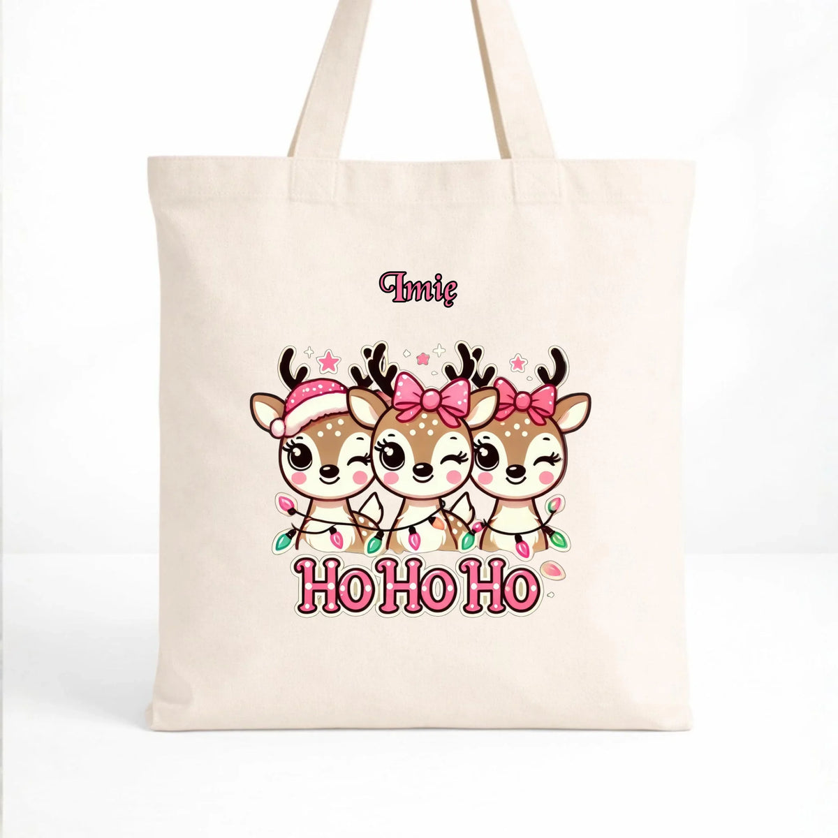 Torba świąteczna - Ho ho ho Słodkie reniferki - personalizowana BN49
