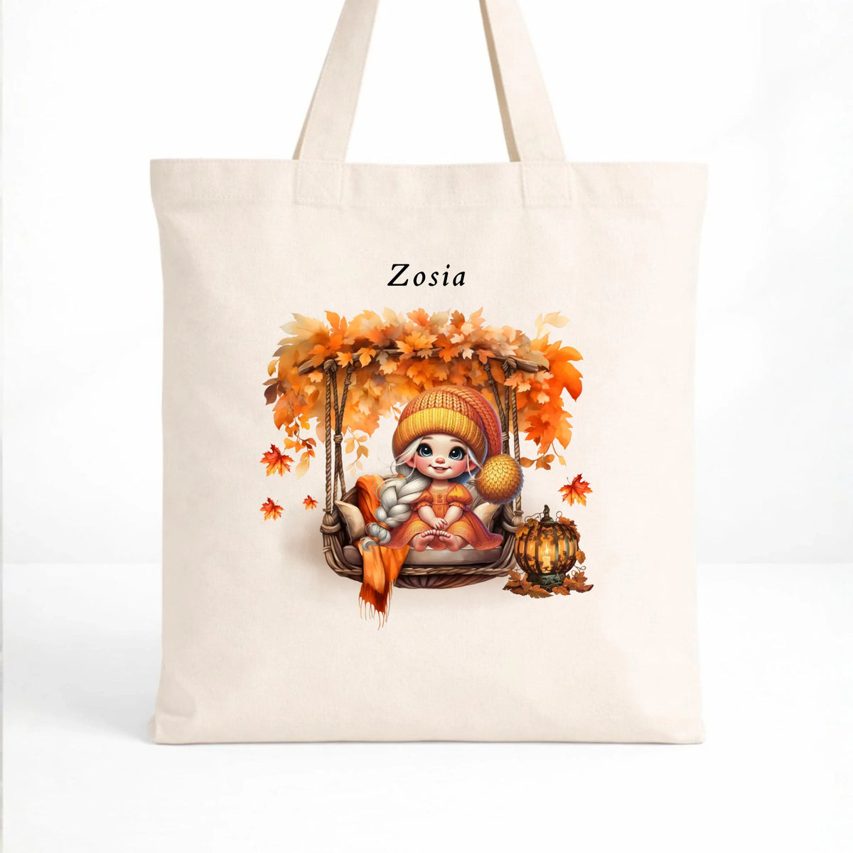 Torba jesieniara - Dziewczynka z liśćmi - personalizowana JS17