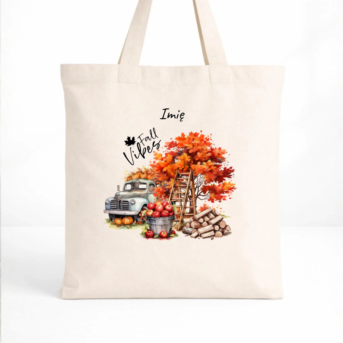 Torba jesienna – Vintage auto dynie i jabłka – personalizowana JS07