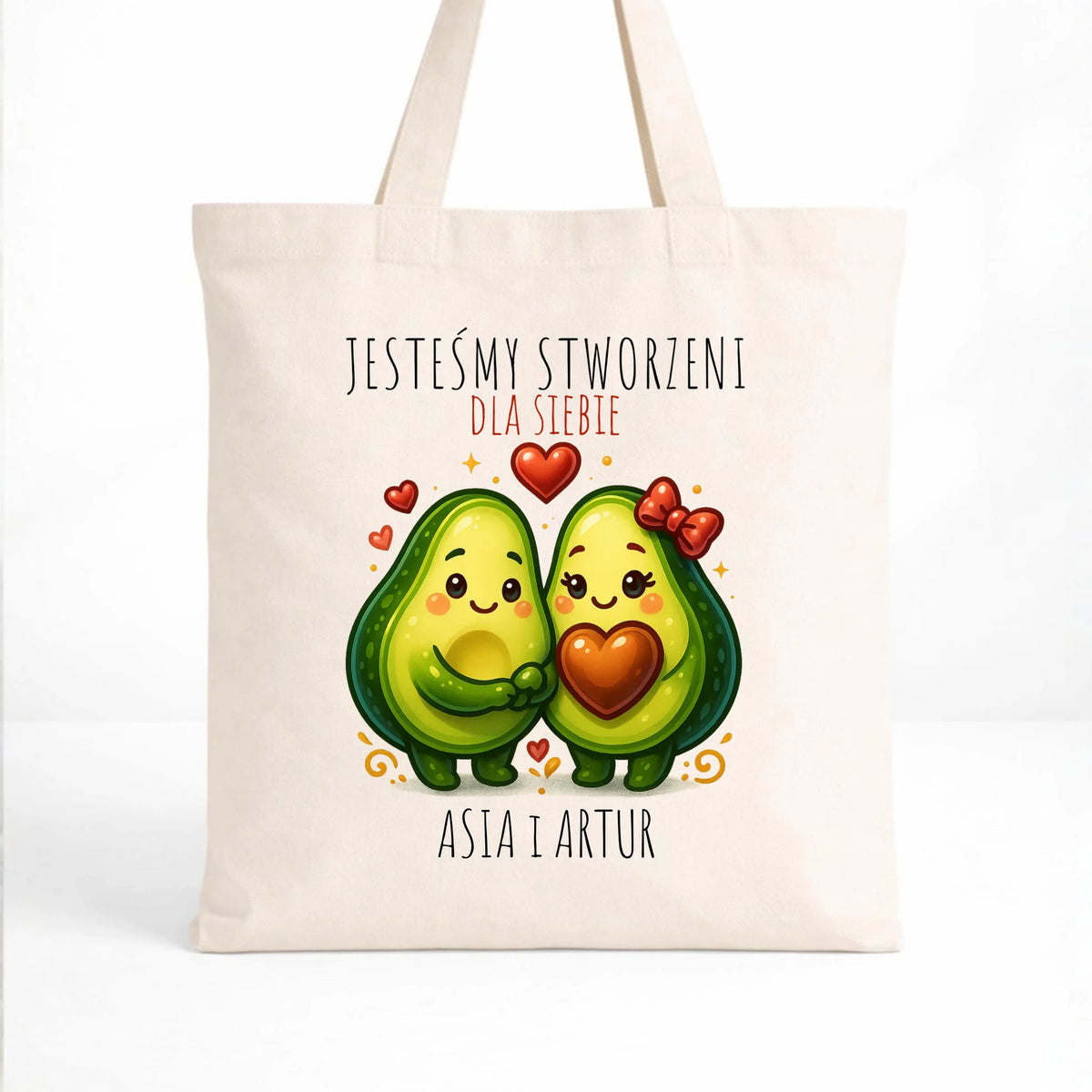 Torba dla par - Awokado Stworzeni dla siebie - personalizowana W91