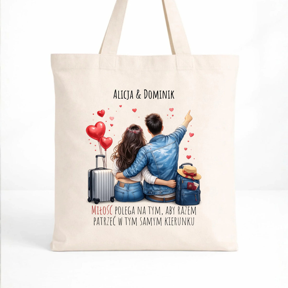 Torba dla par - Para w podróży miłość - personalizowana W12