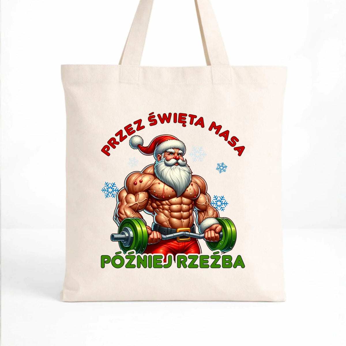 Torba świąteczna - Mikołaj na siłowni - Przez święta masa, później rzeźba BN139