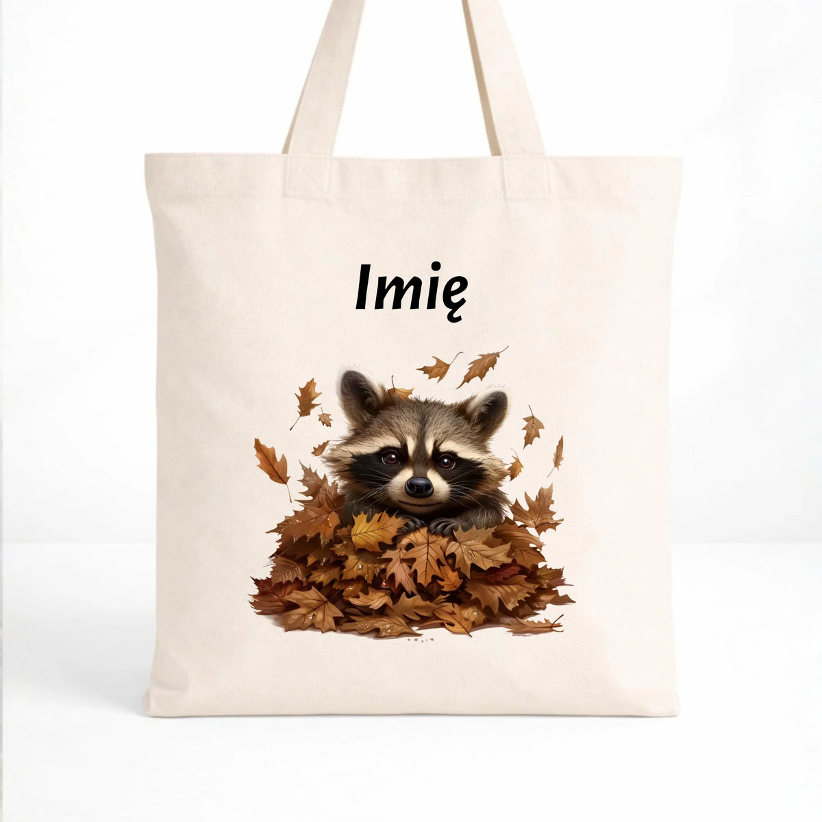 Torba jesienna - Szop w liściach - personalizowana JS24