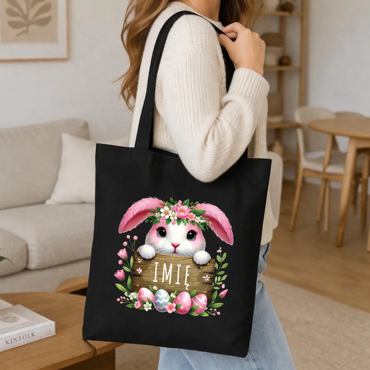 Torba na Wielkanoc - Różowy Zajączek - personalizowana WN07