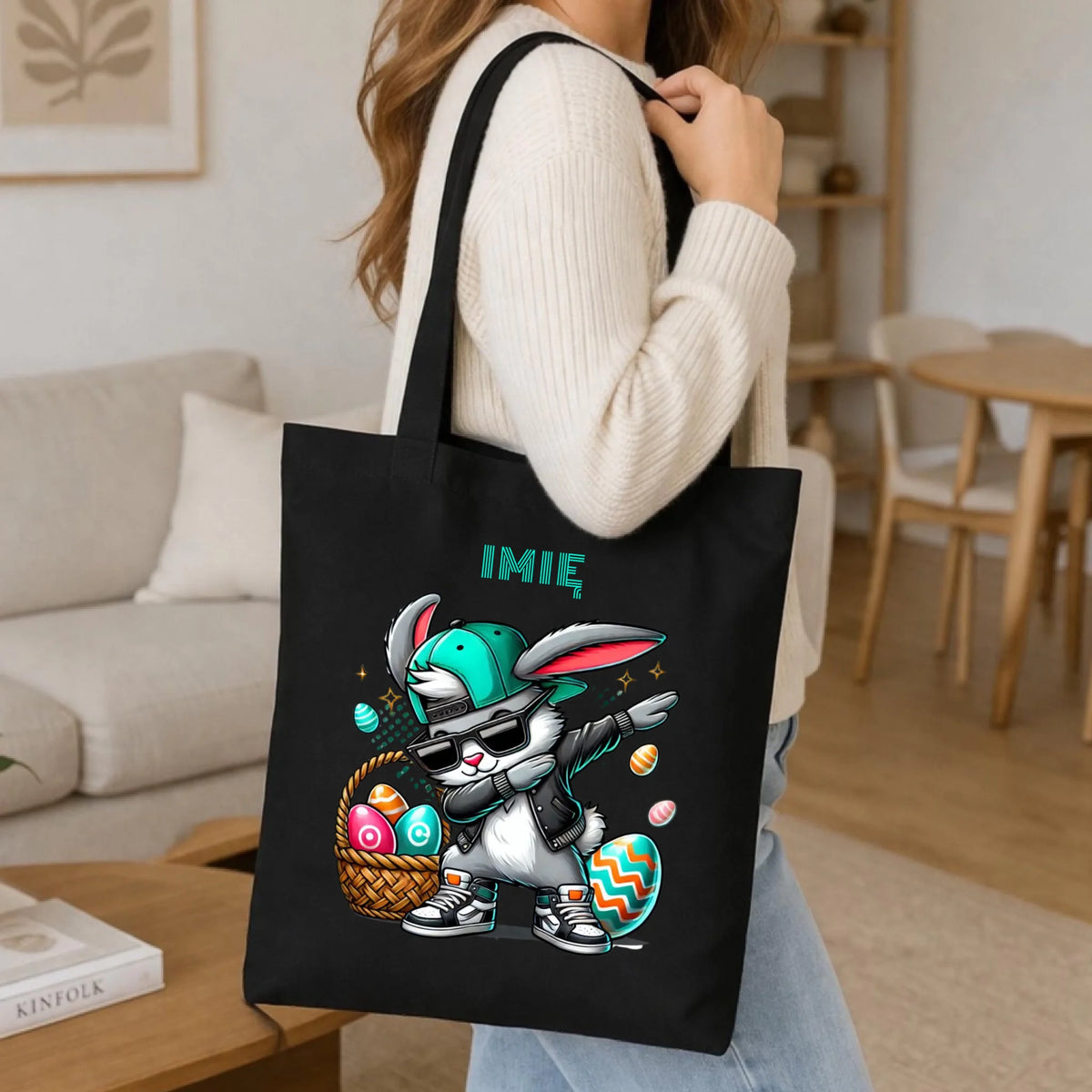 Torba na Wielkanoc - Zajączek Dab dance - personalizowana WN09