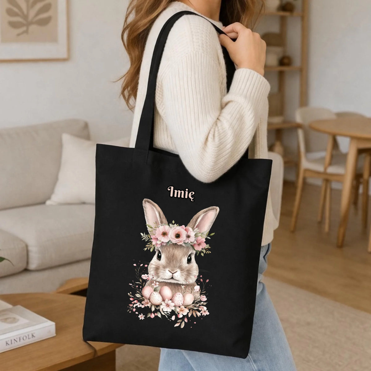 Torba na Wielkanoc - Zajączek Boho - personalizowana WN05