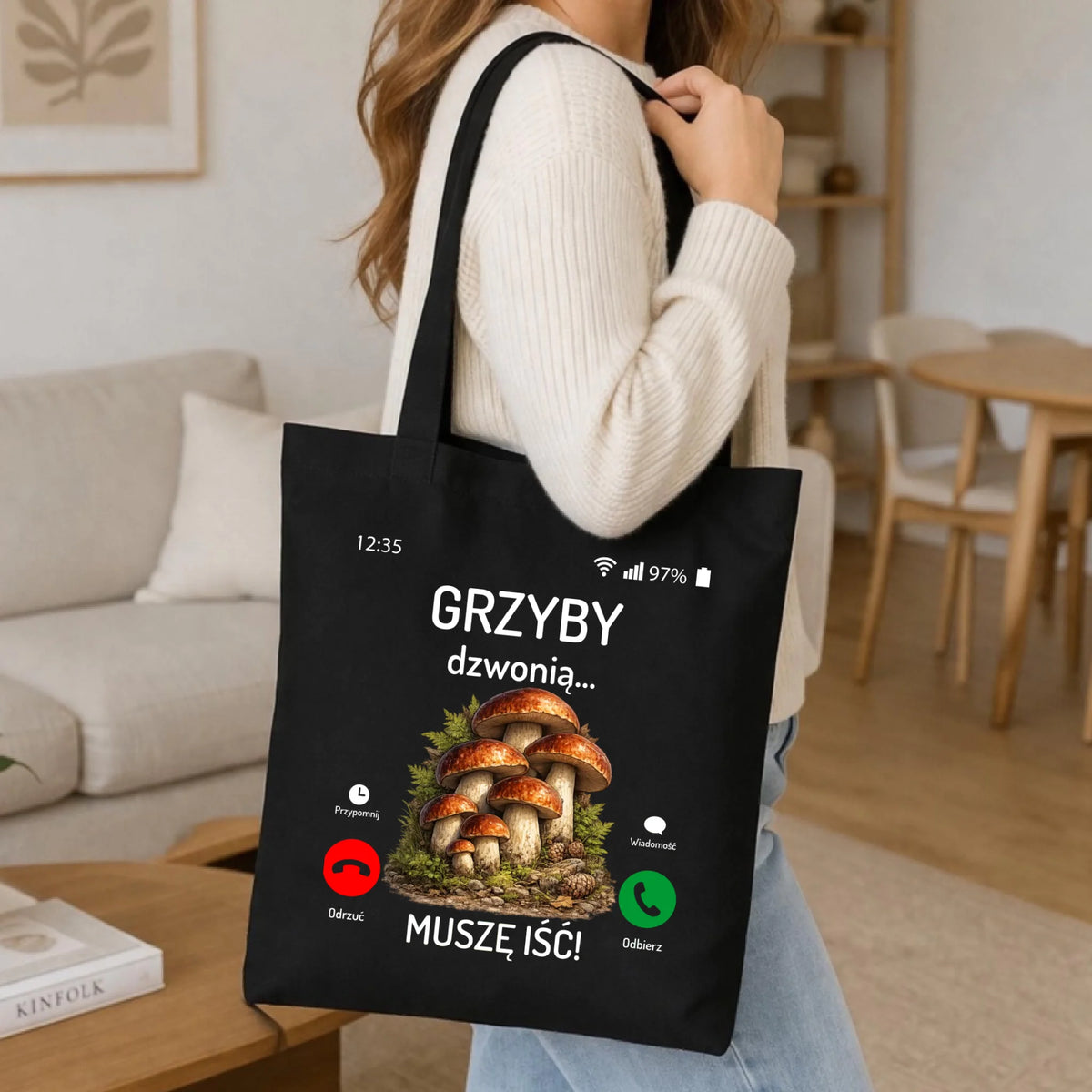 Torba dla dziadka grzybiarza - Grzyby dzwonią muszę iść D36
