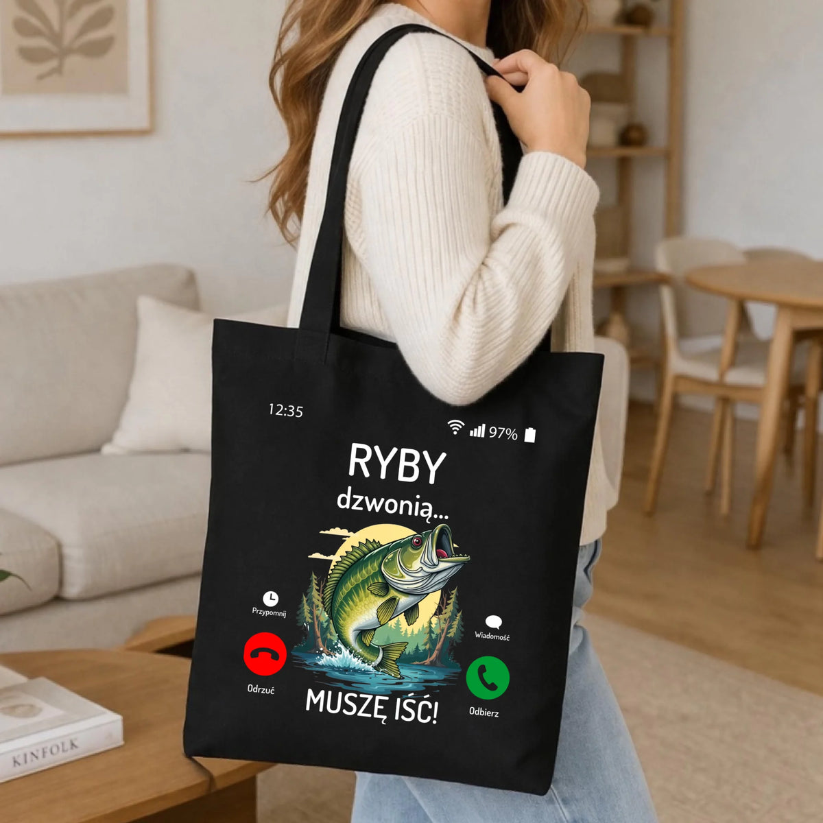 Torba dla dziadka wędkarza - Ryby dzwonią muszę iść D37