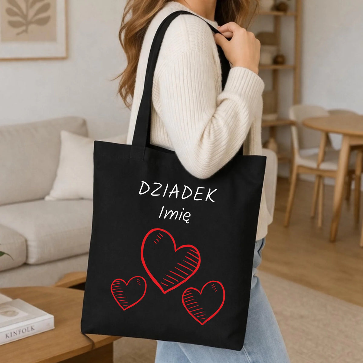 Torba dla dziadka - Serca - personalizowana D01