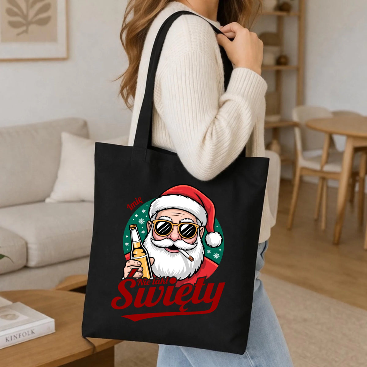 Torba świąteczna - Mikołaj nie taki święty - personalizowana BN80