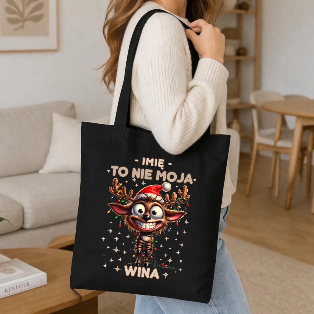 Torba świąteczna - Renifer To nie moja wina - personalizowana BN93
