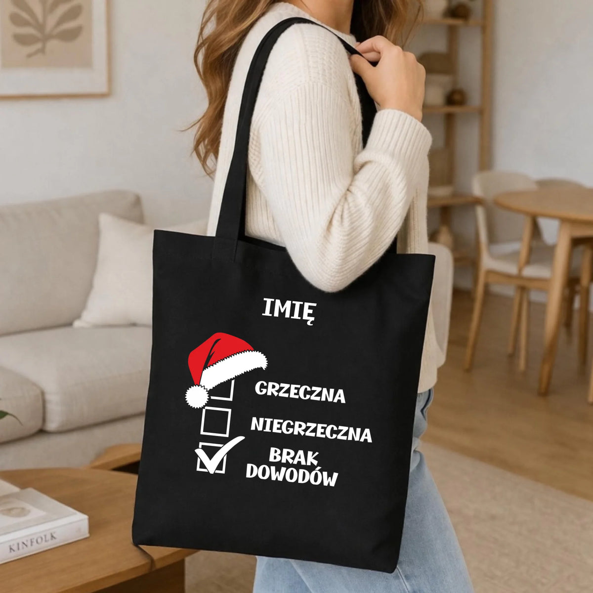 Torba świąteczna - Grzeczna niegrzeczna brak dowodów - personalizowana BN147