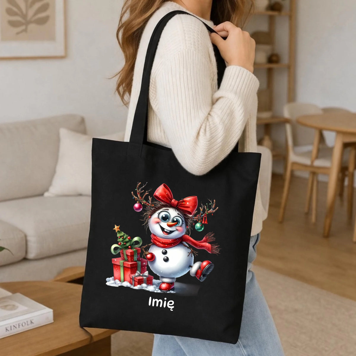 Torba świąteczna dla niej - Bałwanek - personalizowana BN123