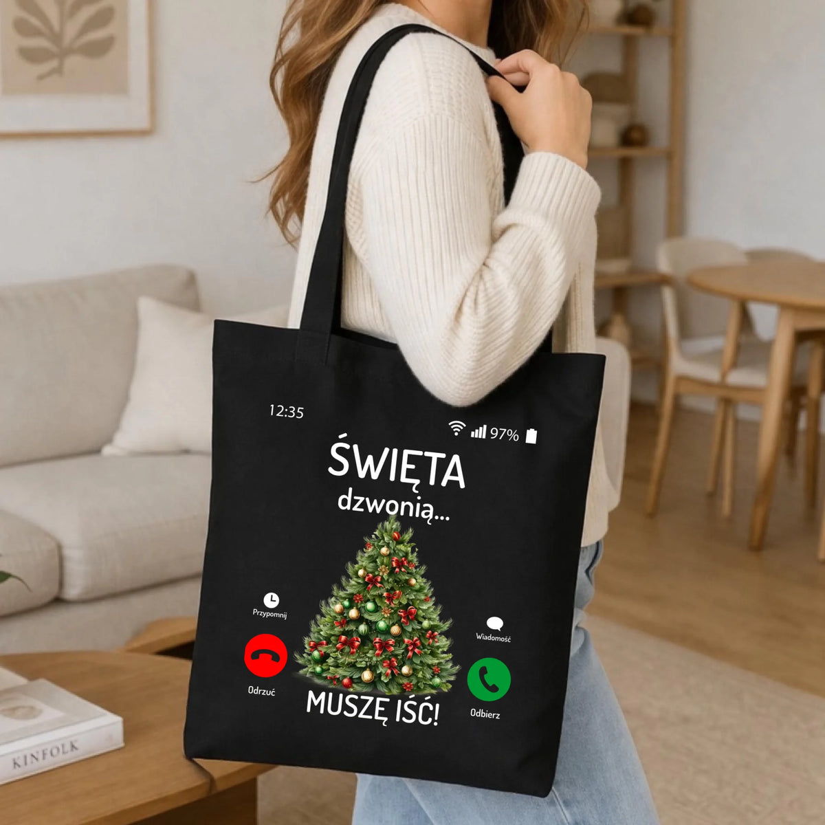 Torba świąteczna - Choinka Święta dzwonią muszę iść BN124