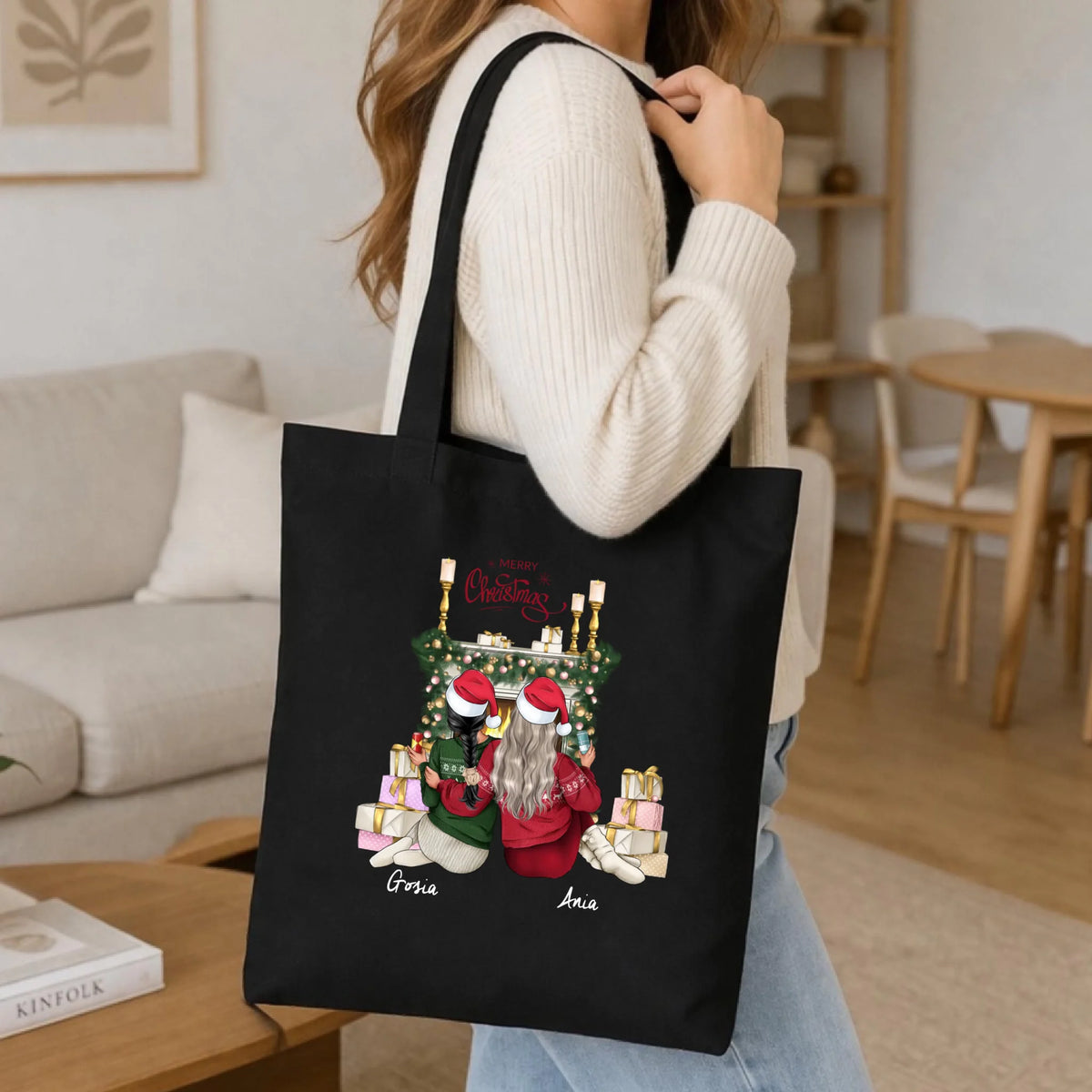 Torba świąteczna - prezent dla przyjaciółki - personalizowane postacie 2-4 osoby PR04