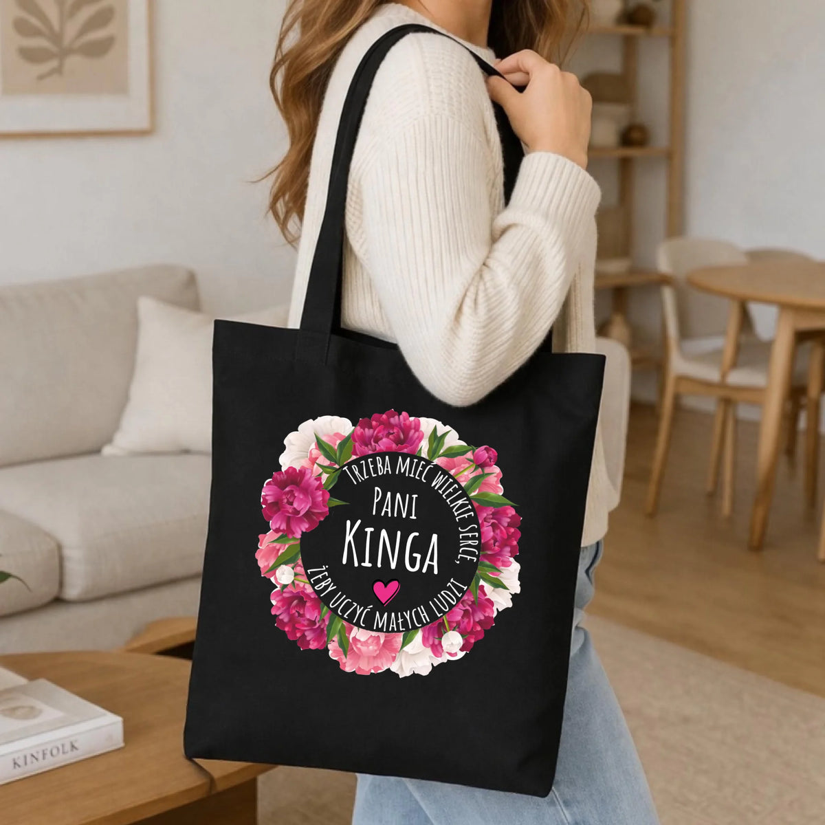 Torba dla nauczycielki - Trzeba mieć wielkie serce - personalizowana N18