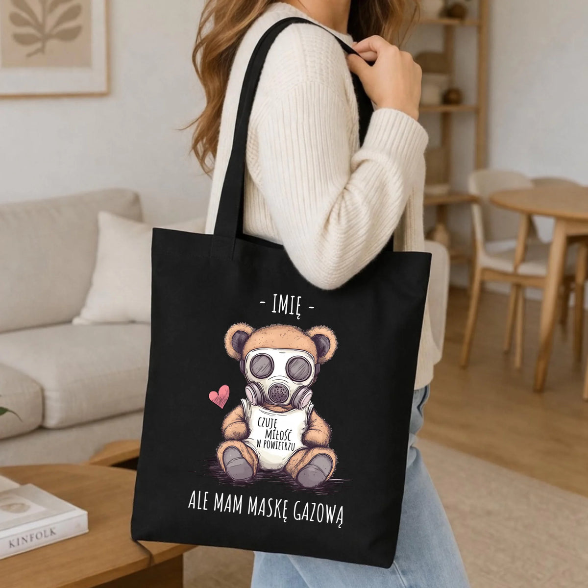 Torba - Miś w masce gazowej - Czuję miłość w powietrzu - personalizowana W38