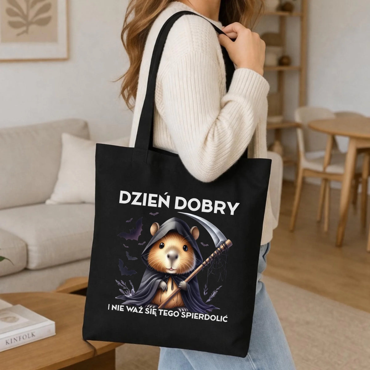Torba halloweenowa - Kapibara Żniwiarz - Dzień dobry - bez cenzury HL20
