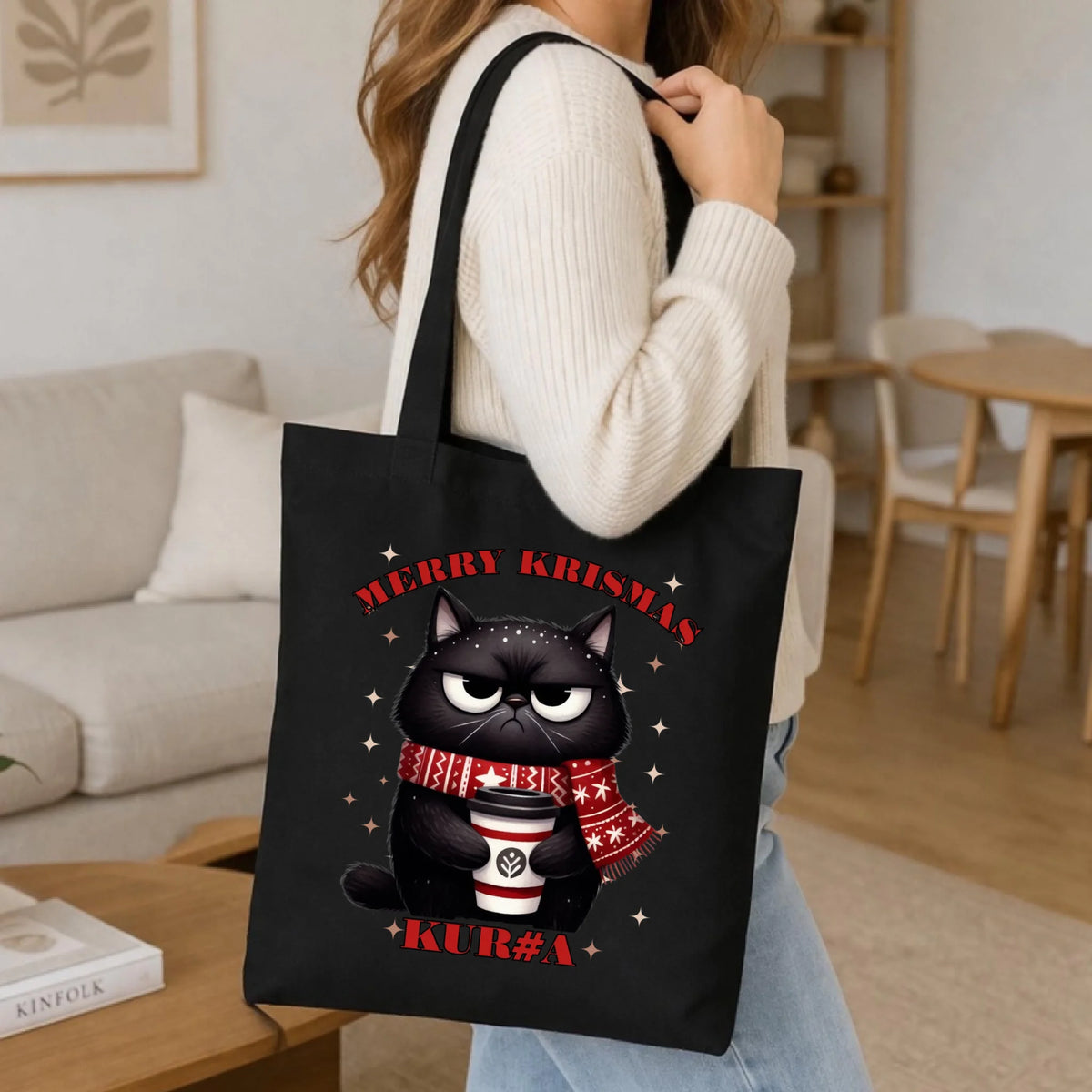 Torba świąteczna - Zburczany kot Merry Krismas kur#a - bez cenzury BN34