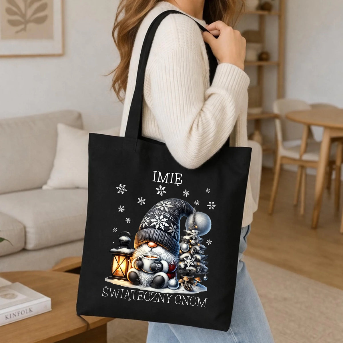 Torba świąteczna - Gnom z czekoladą - personalizowana BN41