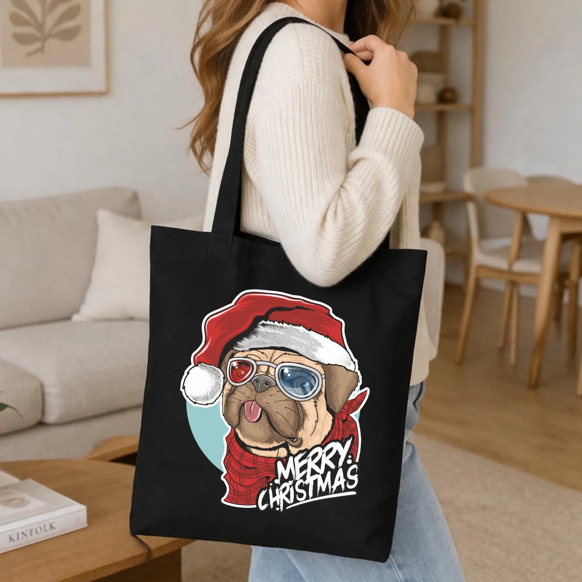 Torba świąteczna - Mops Merry Christmas BN62