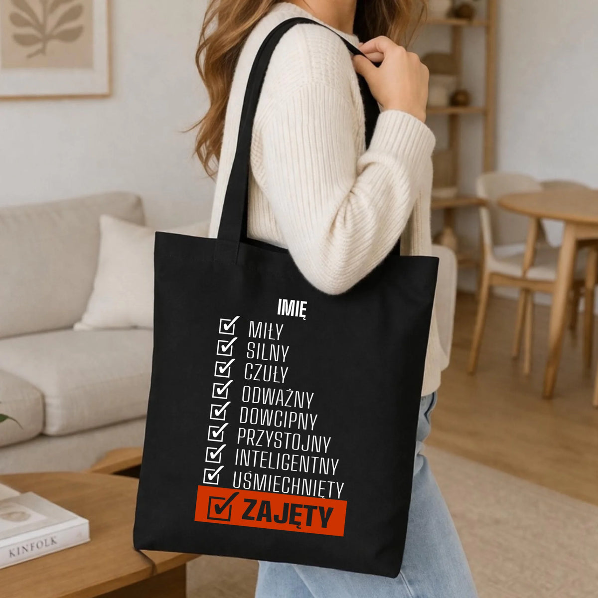 Torba - Zajęty prezent dla chłopaka męża narzeczonego - czarna personalizowana DCH05