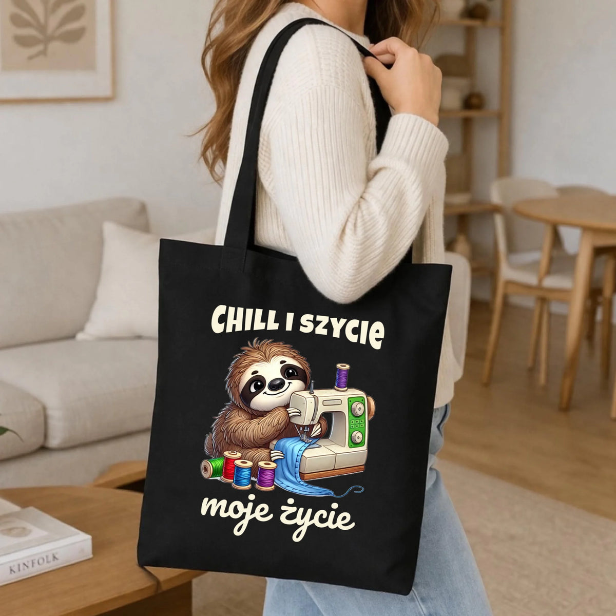 Torba szyciowa dla krawcowej - Chill i szycie moje życie HS17