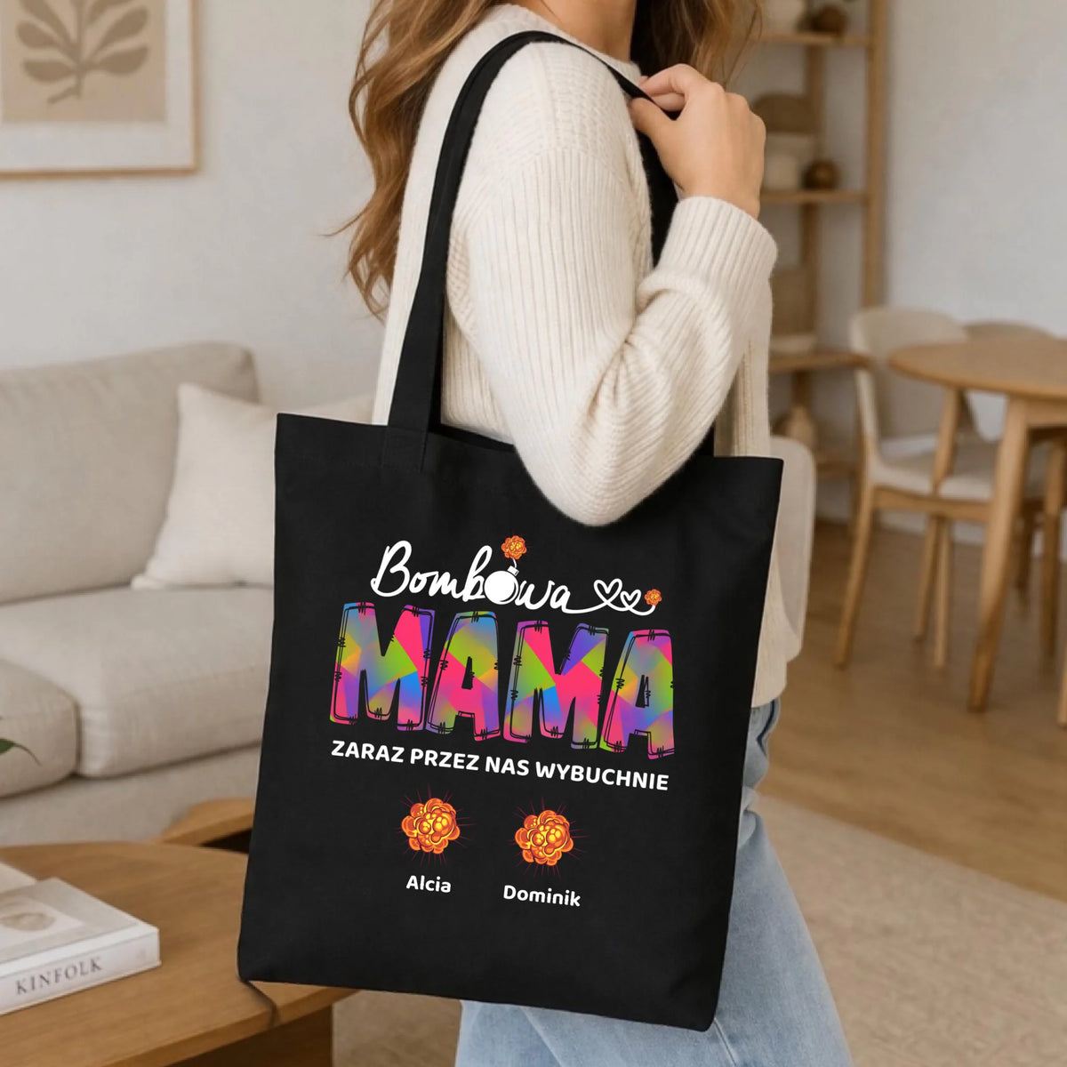 Torba dla mamy z imionami dzieci - Bombowa mama - personalizowana DM53