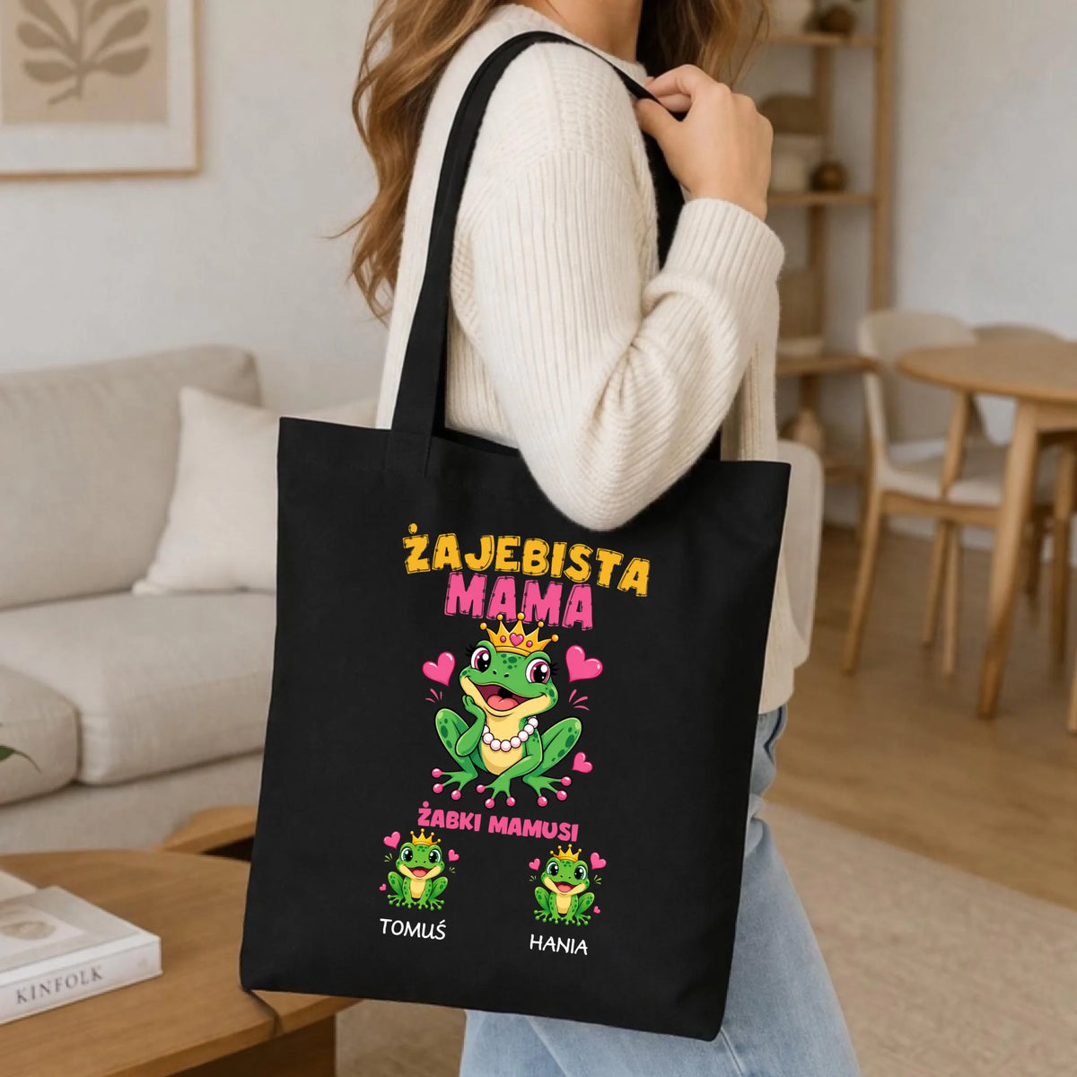 Torba dla mamy z imionami dzieci - Żabki Mamusi - personalizowana DM54