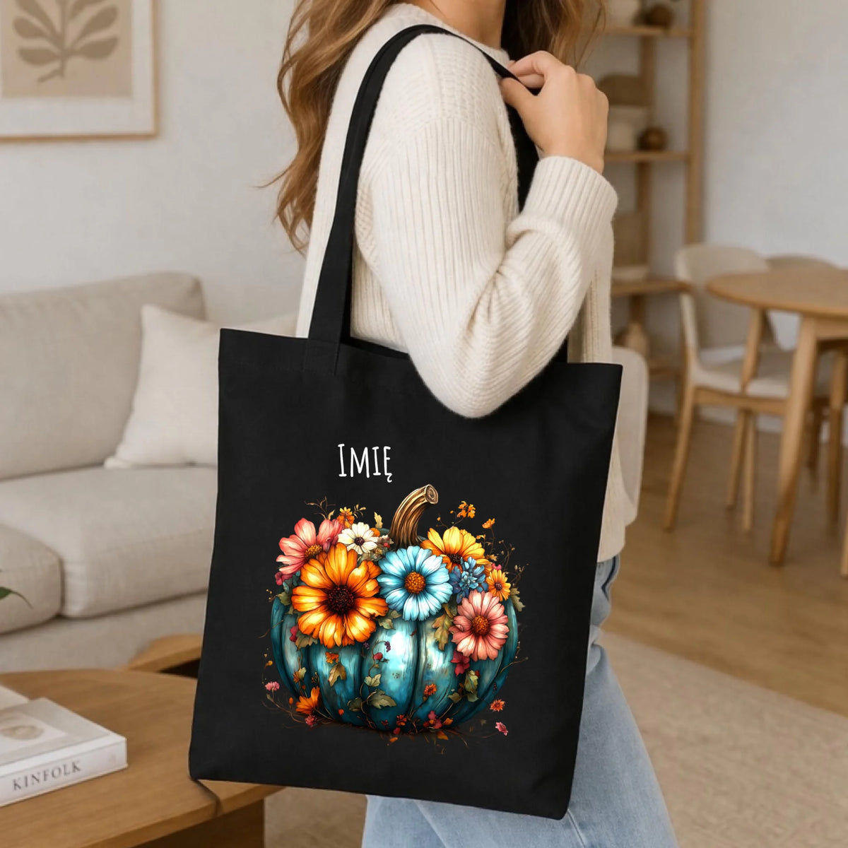 Torba jesienna - Kwiatowa dynia - personalizowana JS27