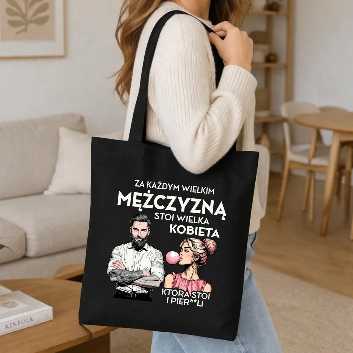 Torba - Prezent dla niego - Za każdym wielkim mężczyzną stoi wielka kobieta DCH27