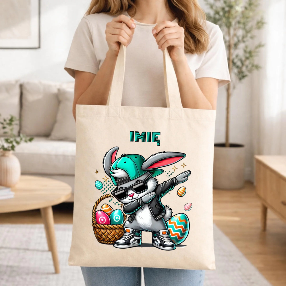 Torba na Wielkanoc - Zajączek Dab dance - personalizowana WN09