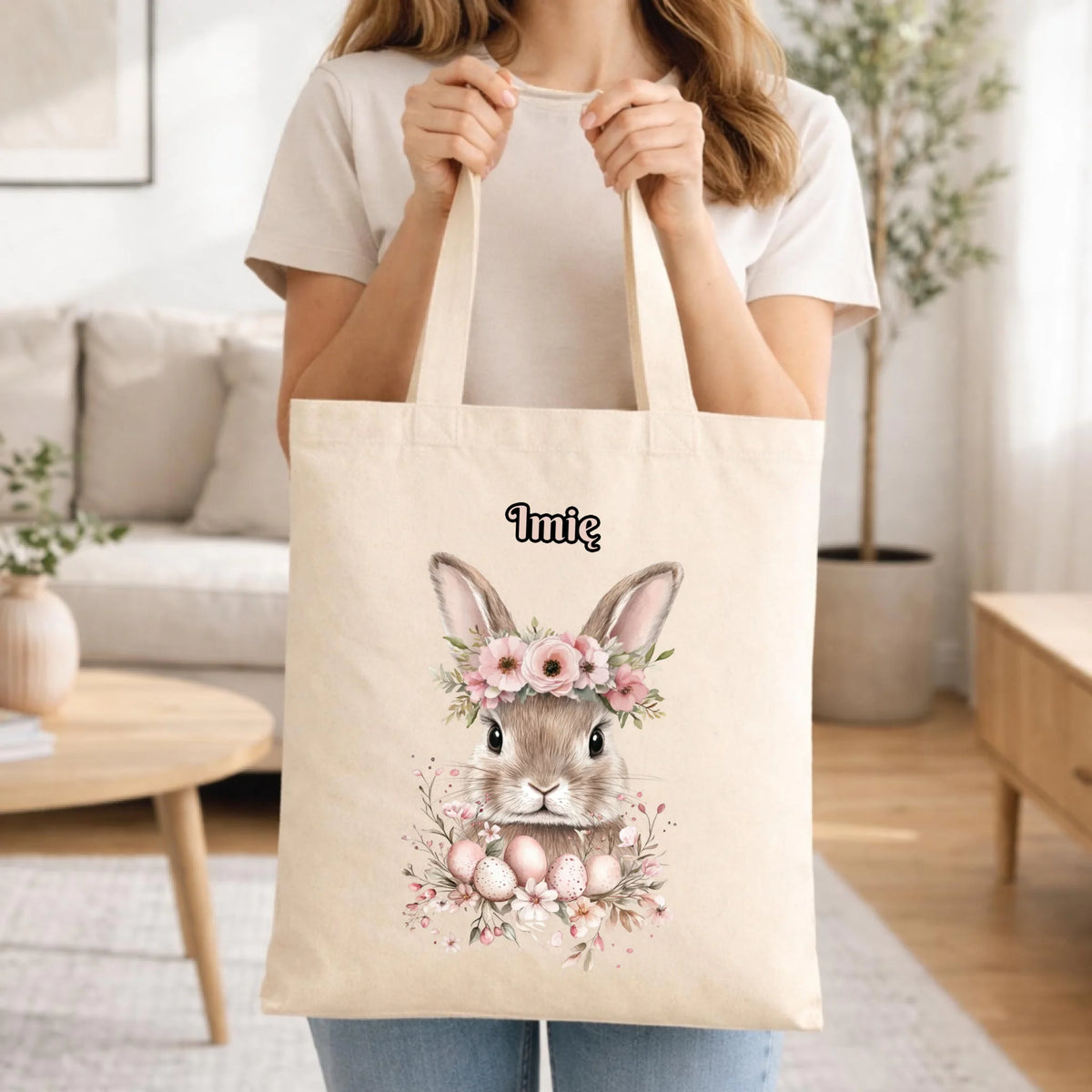Torba na Wielkanoc - Zajączek Boho - personalizowana WN05