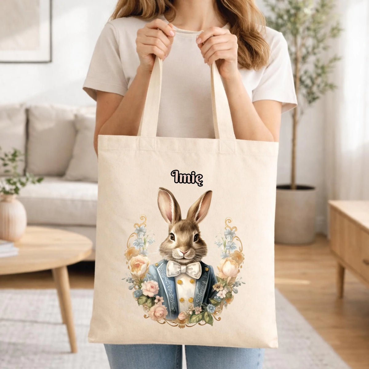 Torba na Wielkanoc - Elegancki Pan Zając - personalizowana WN06