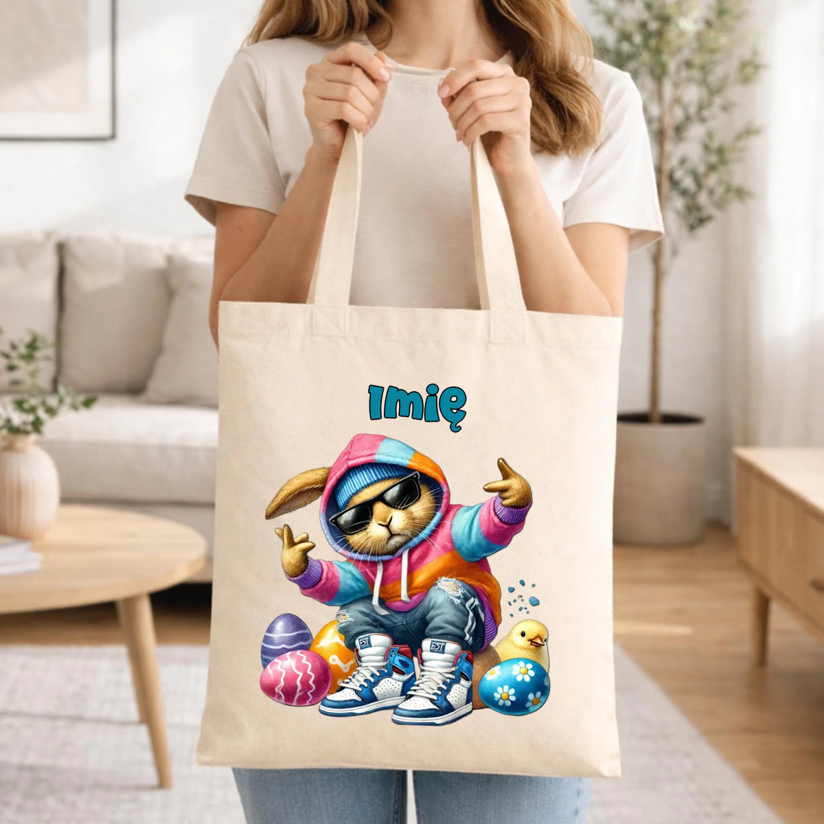 Torba na Wielkanoc - Sigma Zając w pisankach - Prezent personalizowany WN04