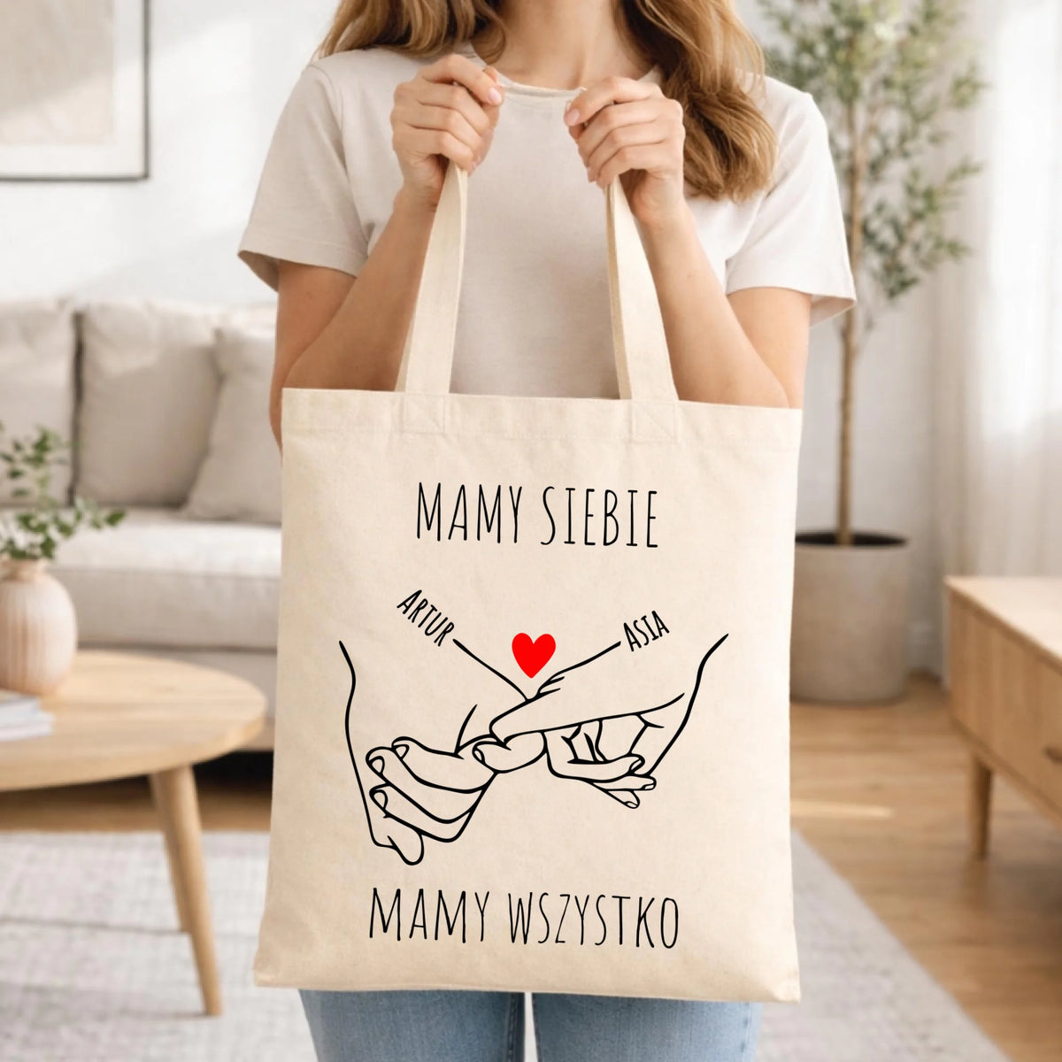 Torba dla par - Zaplecione ręce mamy siebie mamy wszystko - personalizowana W63