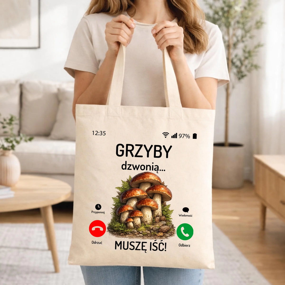 Torba dla dziadka grzybiarza - Grzyby dzwonią muszę iść D36