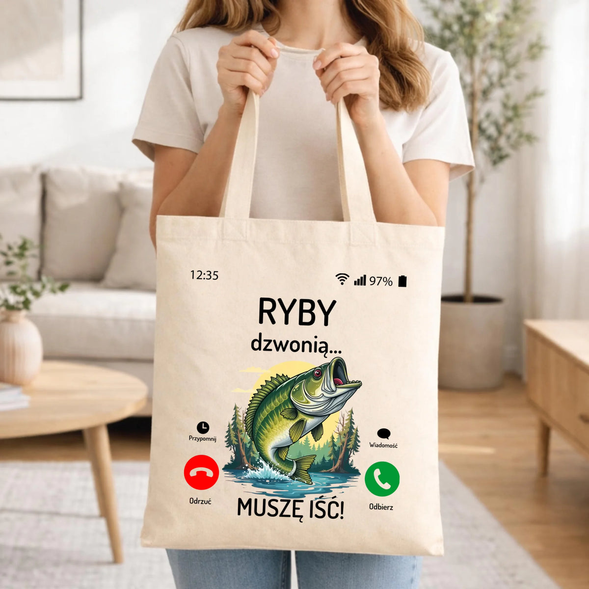 Torba dla dziadka wędkarza - Ryby dzwonią muszę iść D37