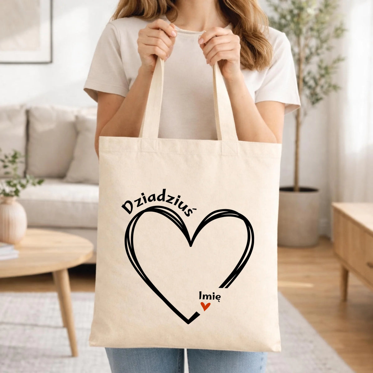 Torba dla dziadka - Serce z imionami wnuków 1-7 - personalizowana D26