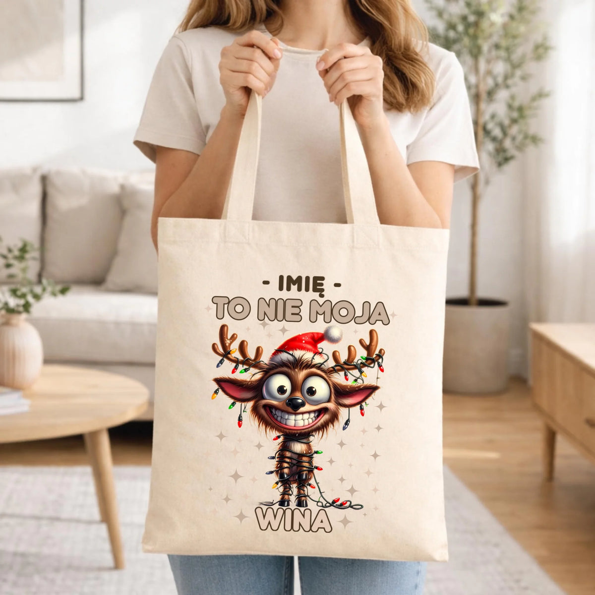 Torba świąteczna - Renifer To nie moja wina - personalizowana BN93